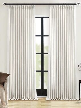 White Pinch Pleated Linen Memory-Trained Curtains